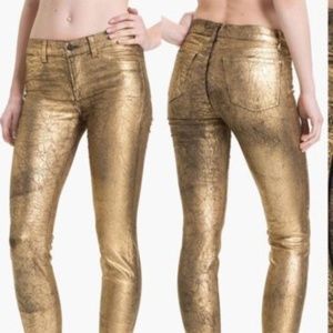 J Brand Gold Coated Skinny Jeans